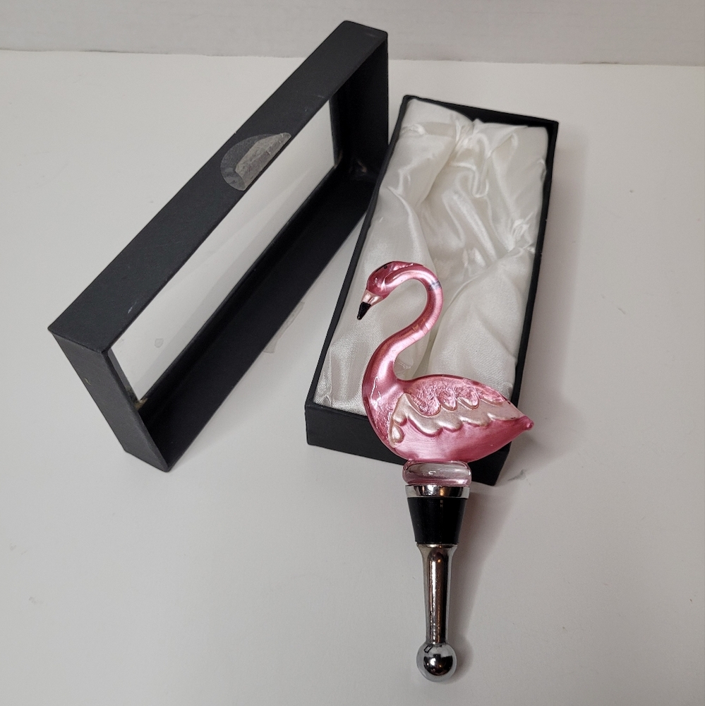 Pink Flamingo Wine Bottle Stopper Cork New In Box RARE